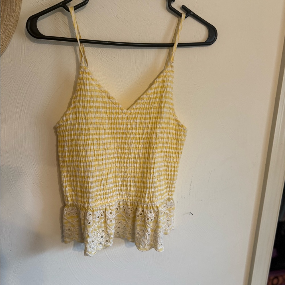 Source Unknown Yellow Smocked Peplum Camisole